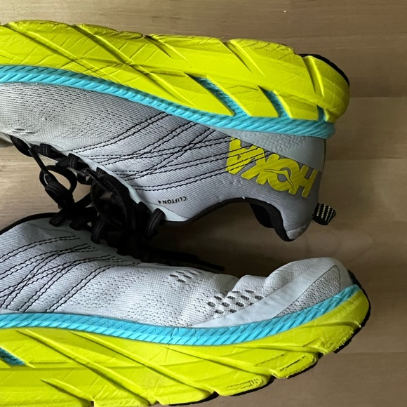 HOKA Mens Gray Yellow Blue One One Sneakers Sz 8 - Picture 15 of 15